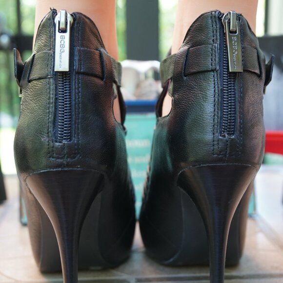 BCBGeneration GREGORY BLACK NILE LEATHER platform BOOTIE 7.5M - Picture 8 of 14